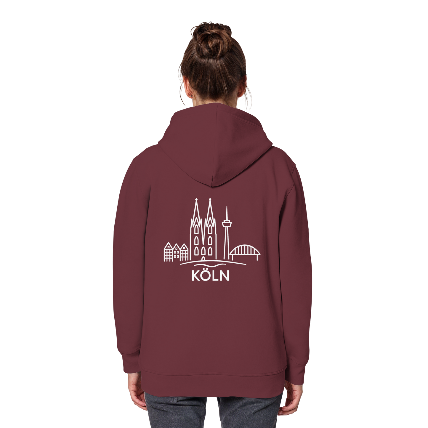 Köln Skyline (großer Druck auf dem Rücken) - Organic Basic Hoodie