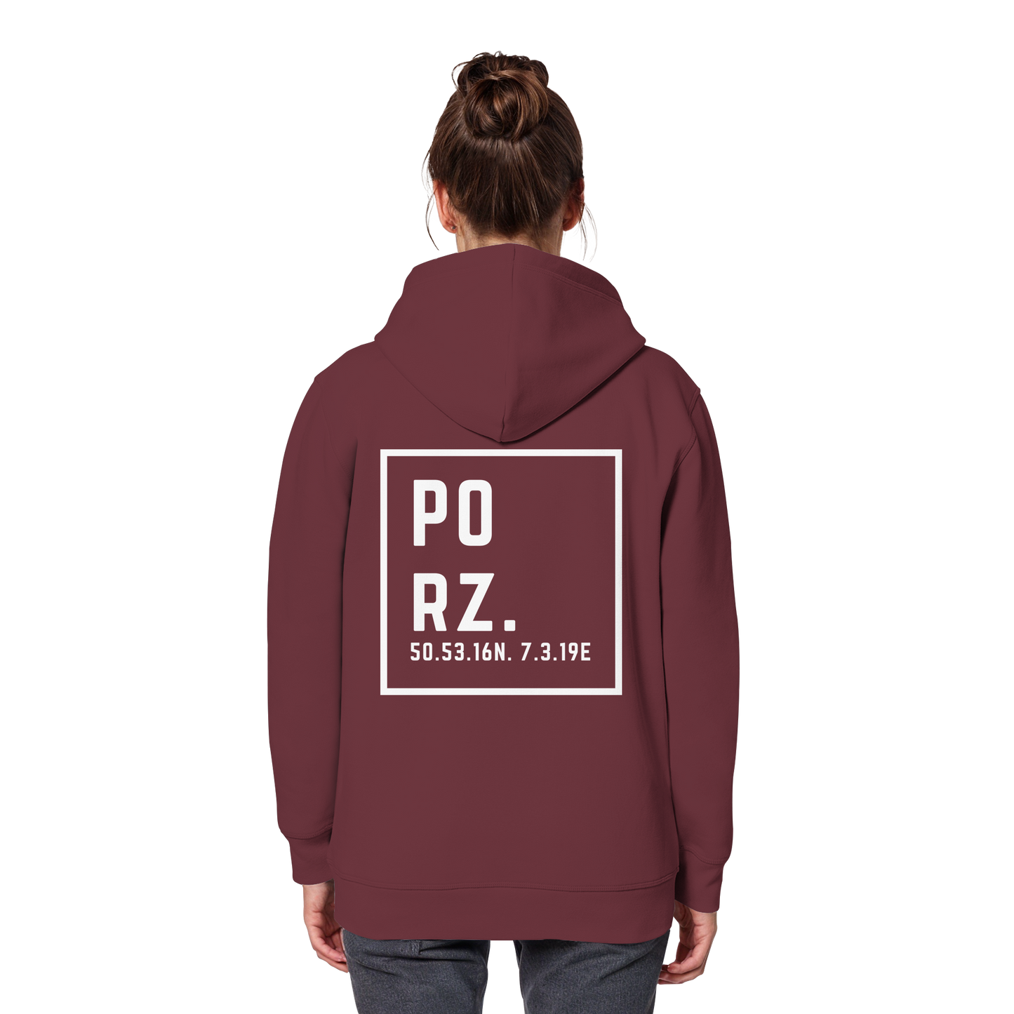 Porz Koordinaten (großer Druck Rücken)  Organic Basic Hoodie