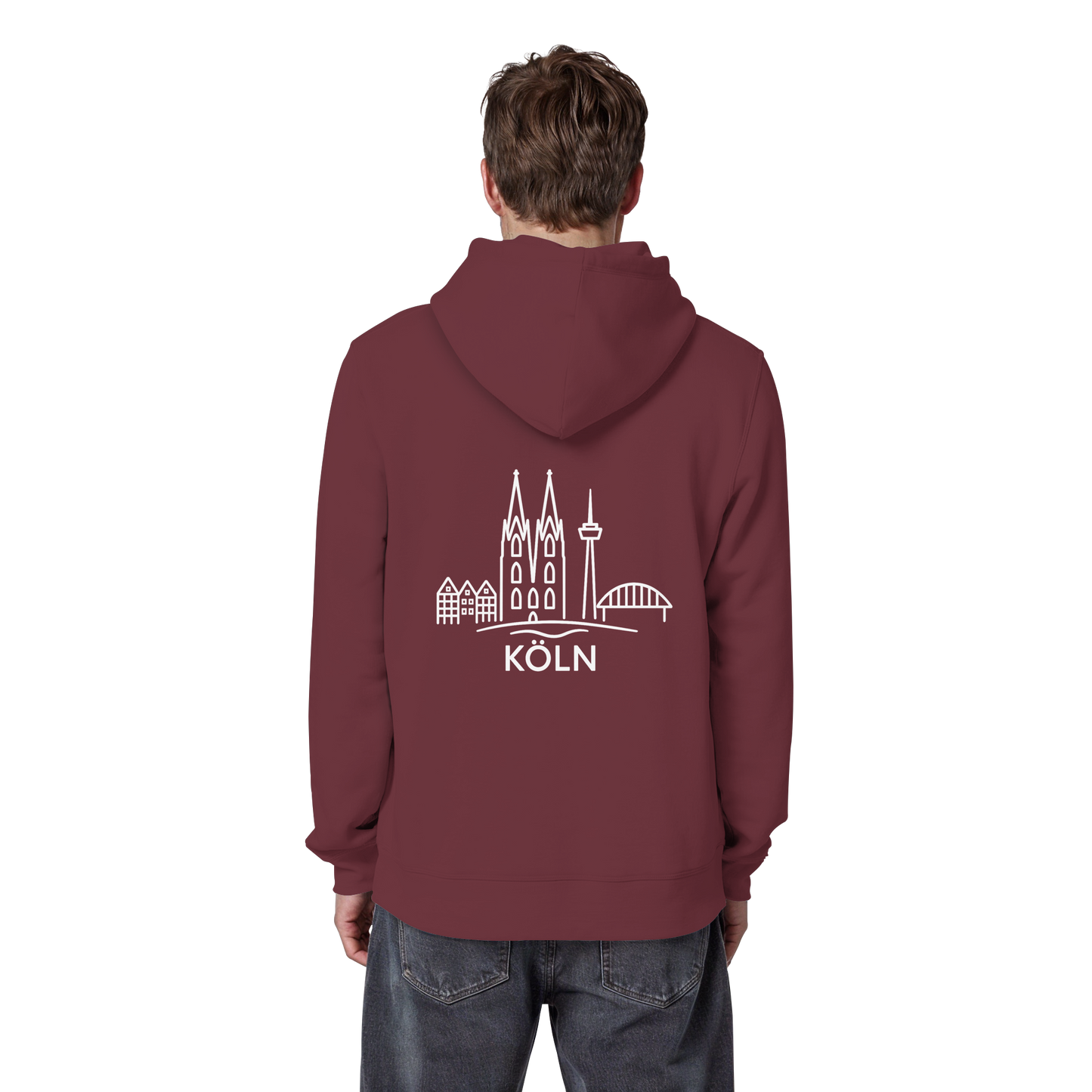 Köln Skyline (großer Druck auf dem Rücken) - Organic Basic Hoodie