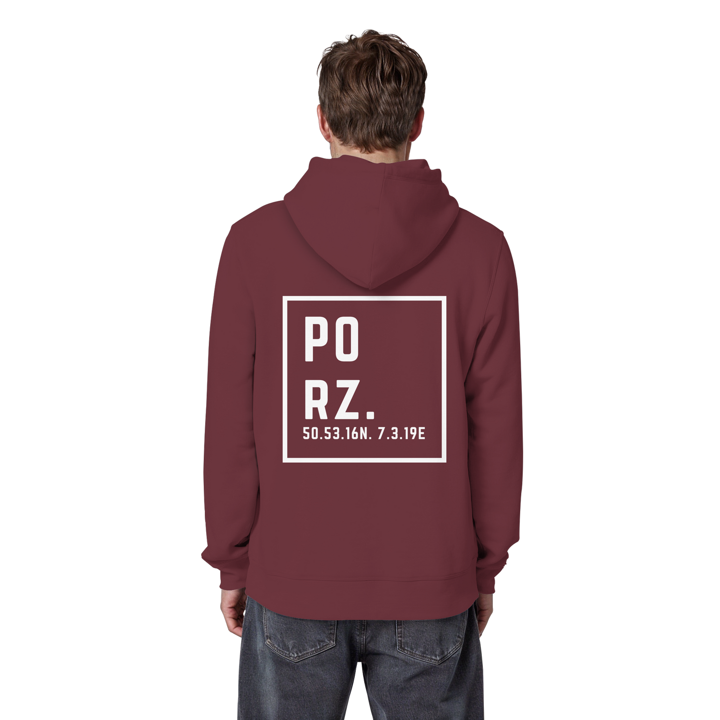 Porz Koordinaten (großer Druck Rücken)  Organic Basic Hoodie