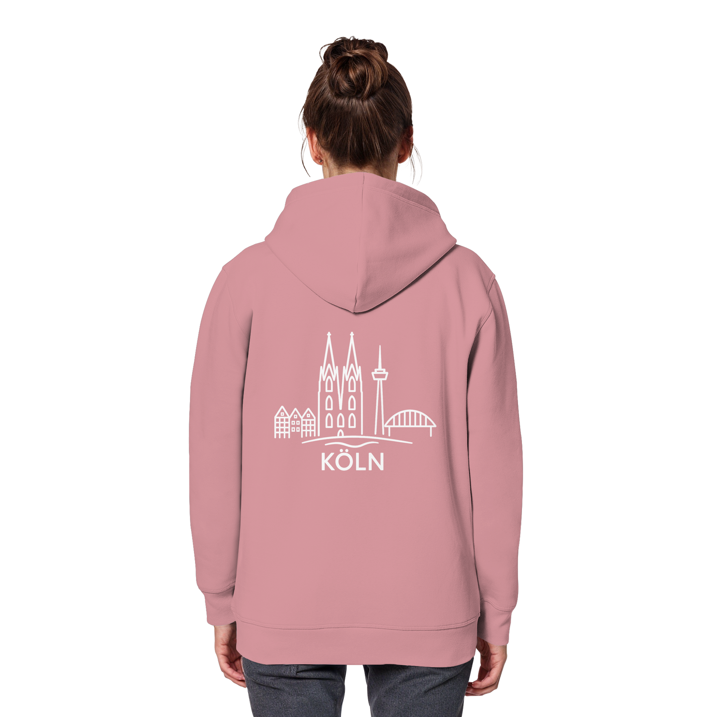 Köln Skyline (großer Druck auf dem Rücken) - Organic Basic Hoodie