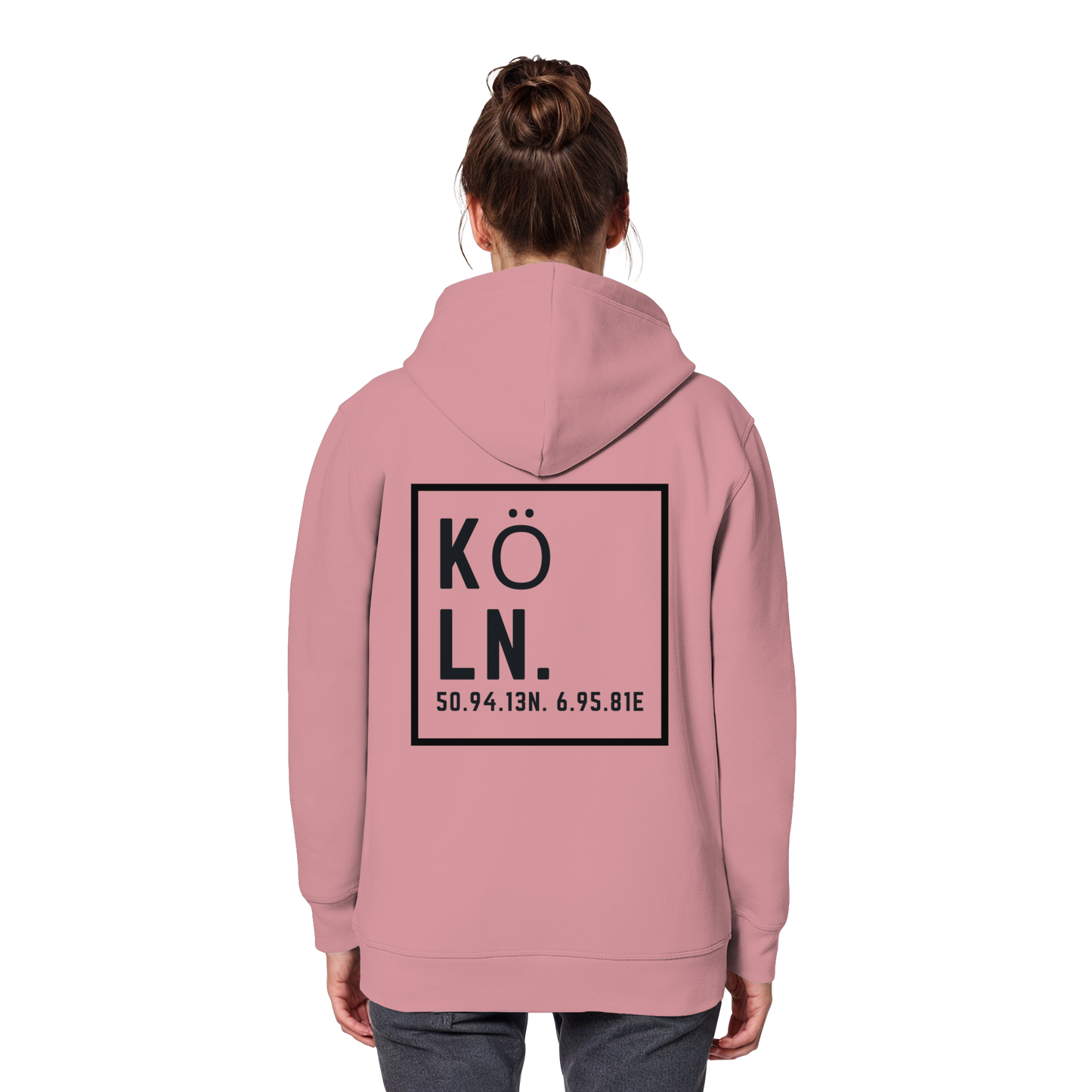 Köln Koordinaten (großer Druck auf dem Rücken) - Organic Basic Hoodie