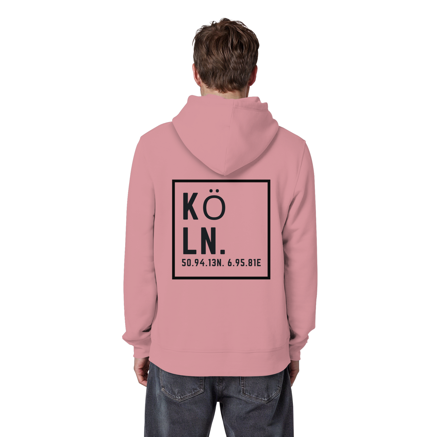 Köln Koordinaten (großer Druck auf dem Rücken) - Organic Basic Hoodie