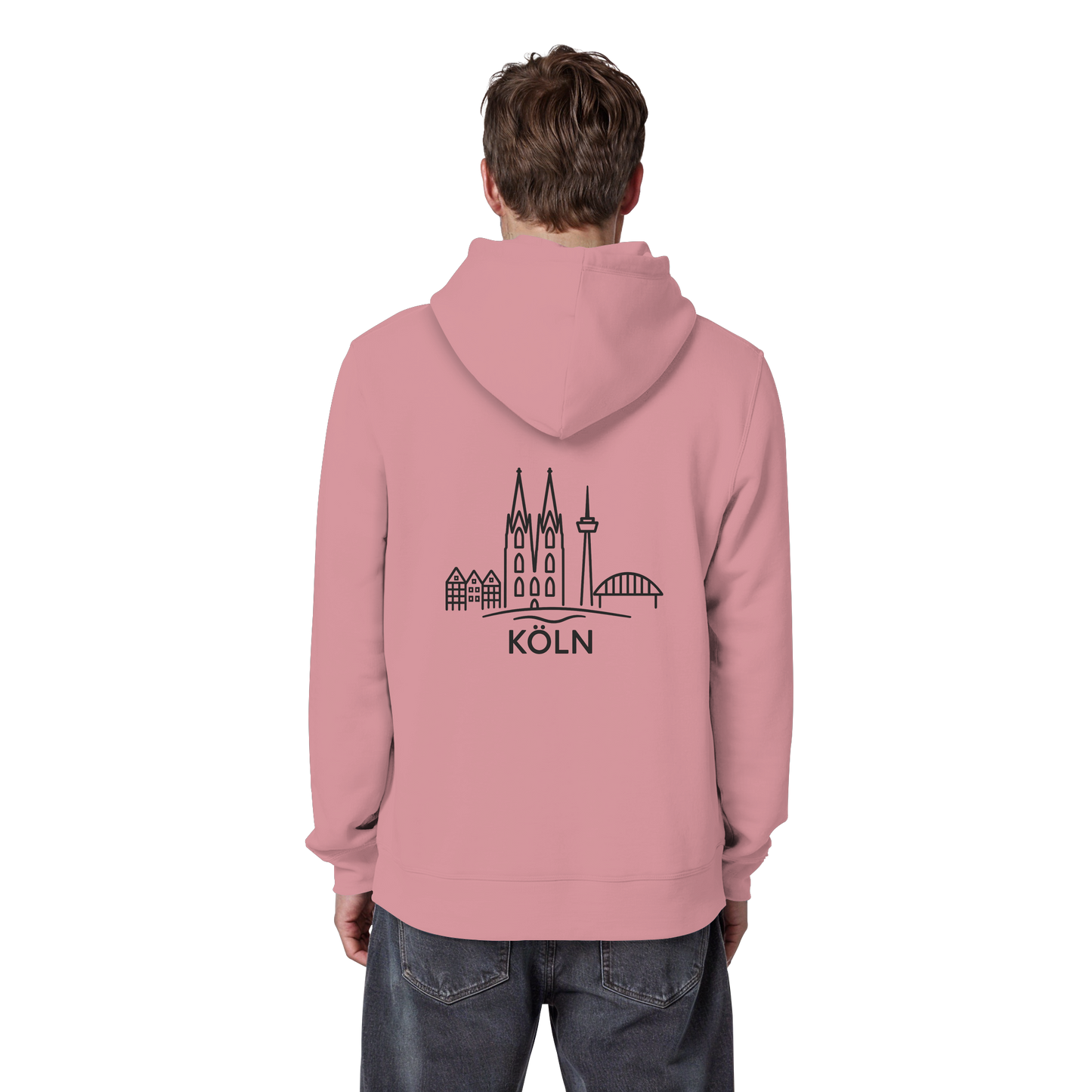 Köln Skyline (großer Druck auf dem Rücken) - Organic Basic Hoodie