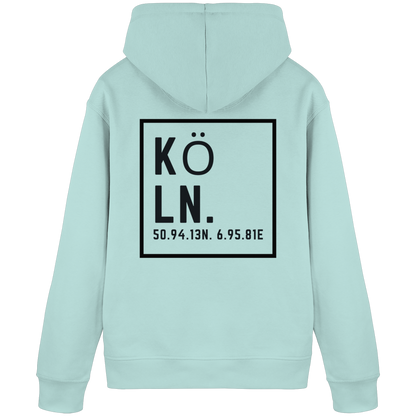 Köln Koordinaten (großer Druck auf dem Rücken) - Organic Basic Hoodie