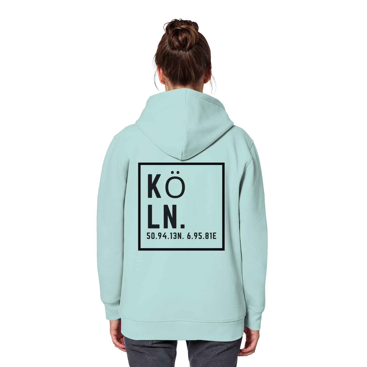 Köln Koordinaten (großer Druck auf dem Rücken) - Organic Basic Hoodie