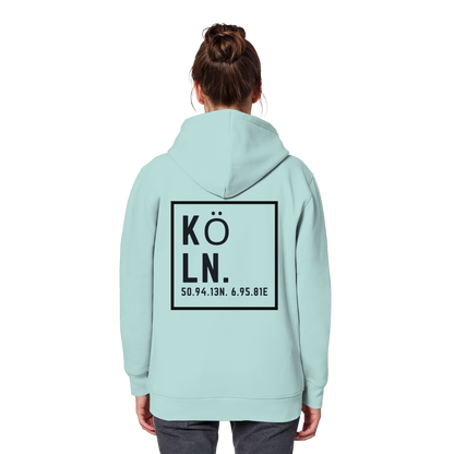 Köln Koordinaten (großer Druck auf dem Rücken) - Organic Basic Hoodie