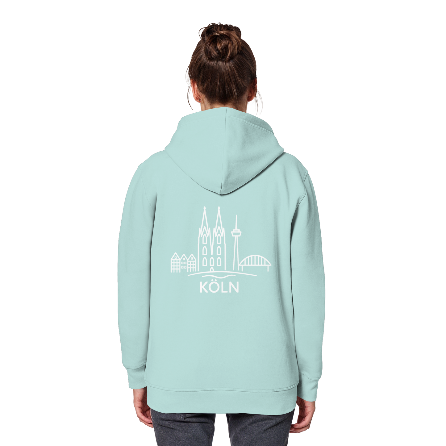 Köln Skyline (großer Druck auf dem Rücken) - Organic Basic Hoodie