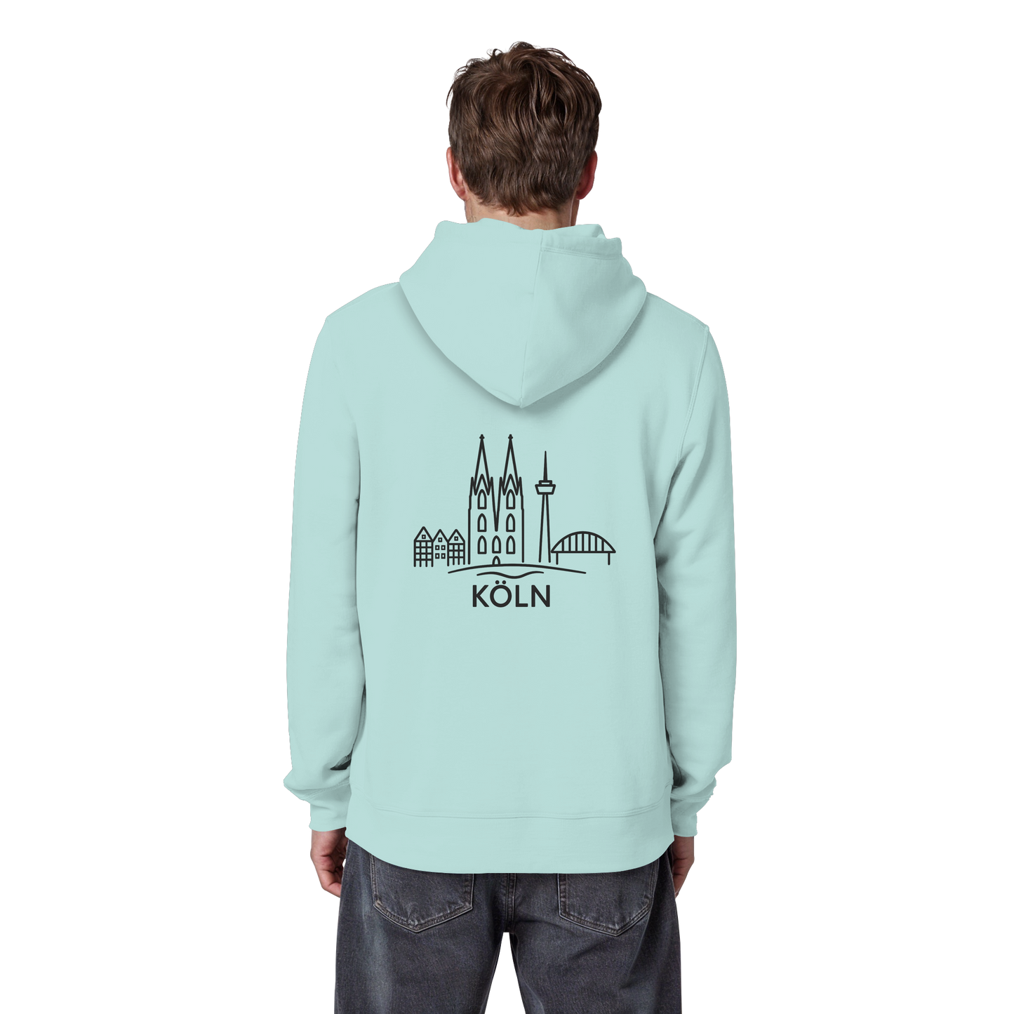 Köln Skyline (großer Druck auf dem Rücken) - Organic Basic Hoodie
