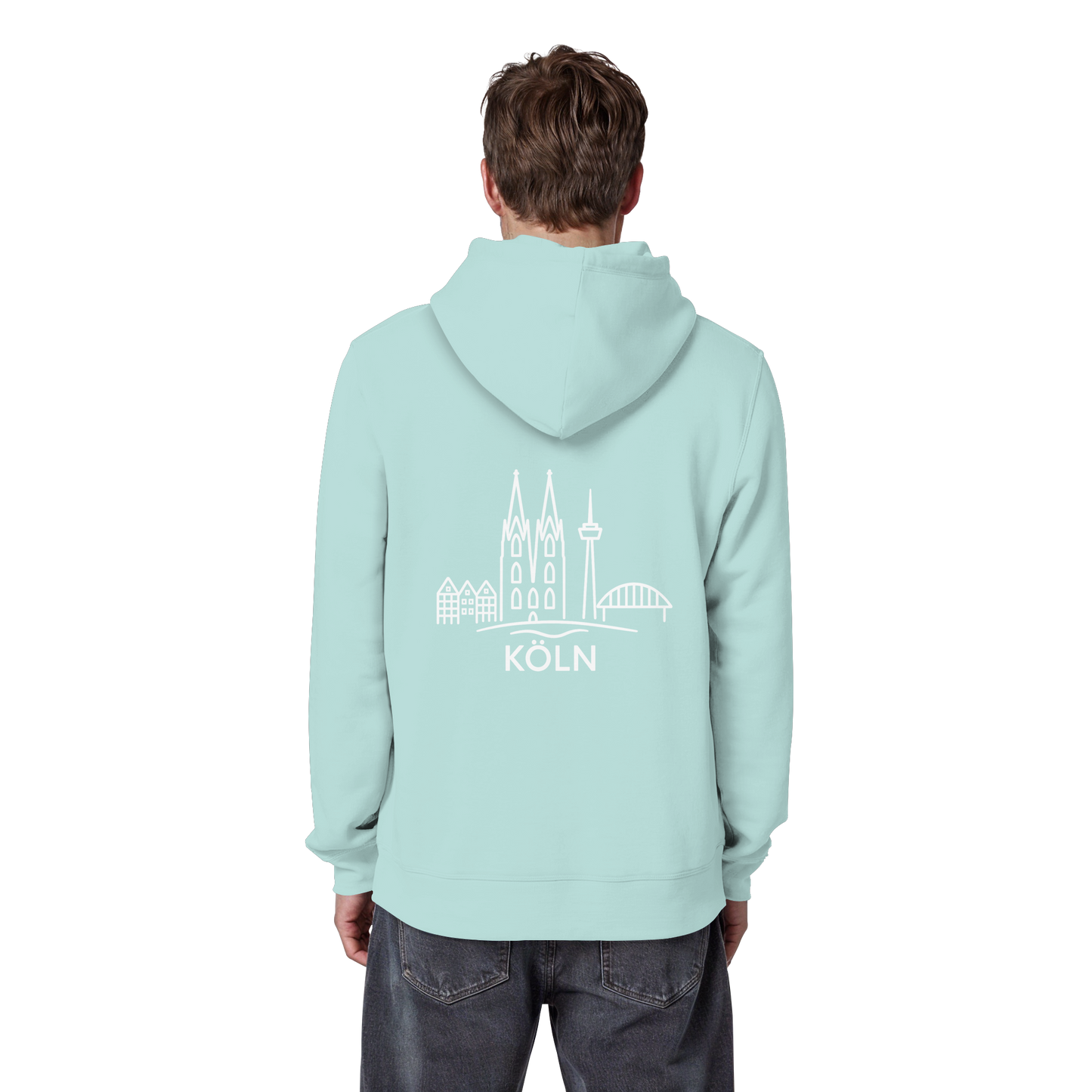 Köln Skyline (großer Druck auf dem Rücken) - Organic Basic Hoodie