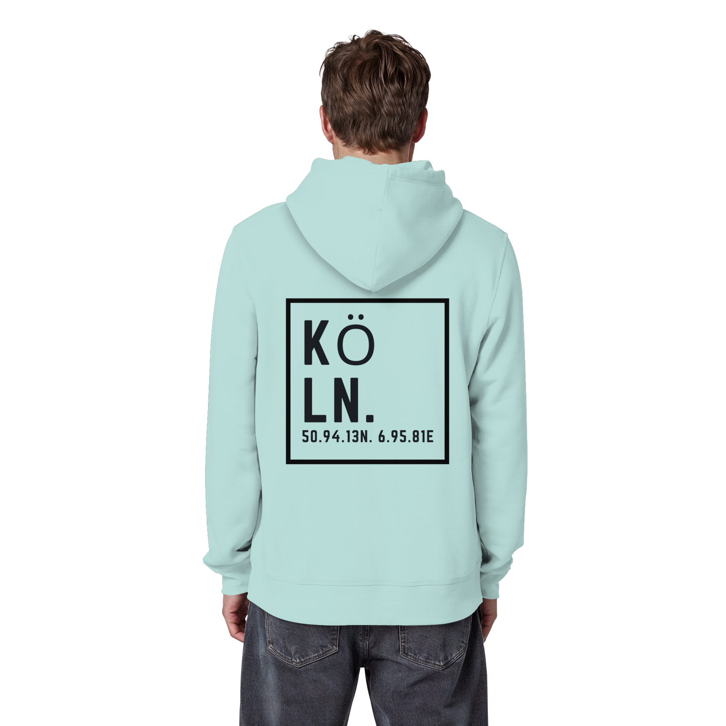 Köln Koordinaten (großer Druck auf dem Rücken) - Organic Basic Hoodie