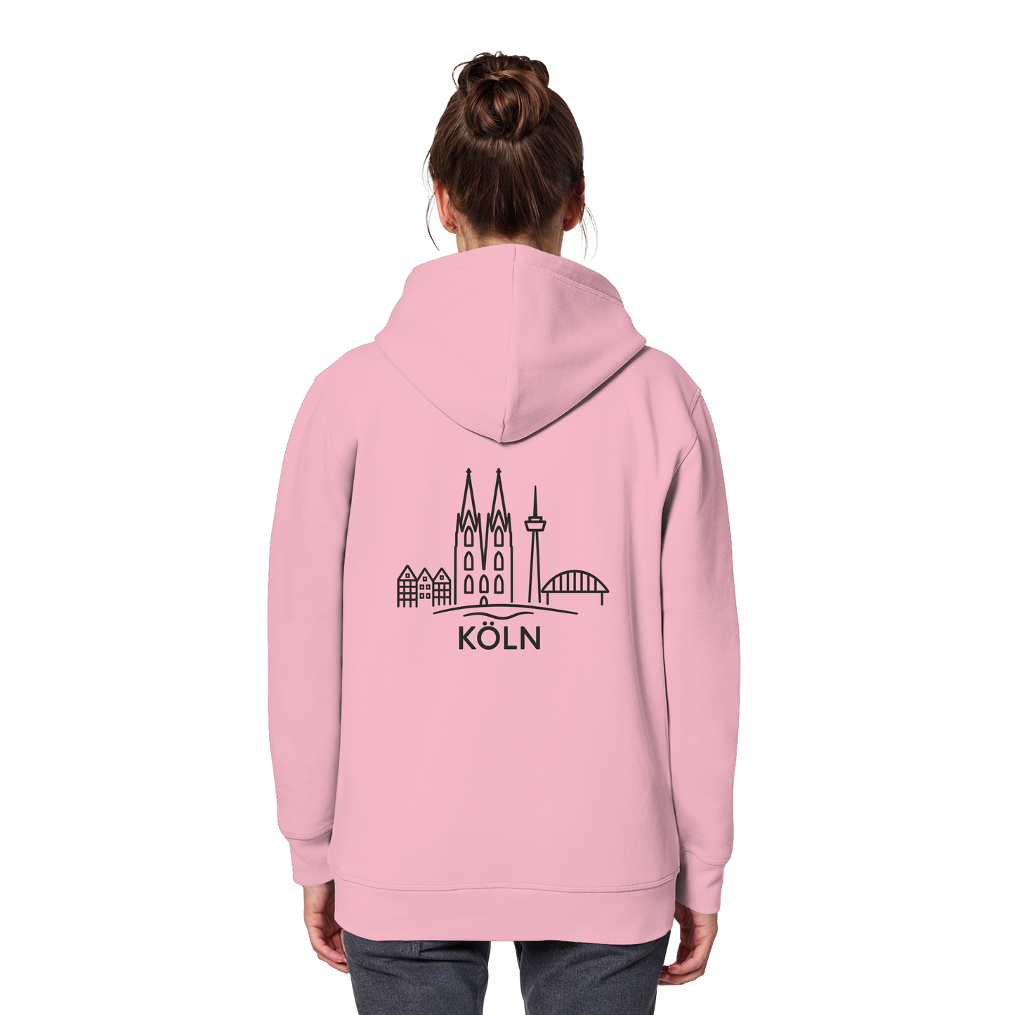 Köln Skyline (großer Druck auf dem Rücken) - Organic Basic Hoodie