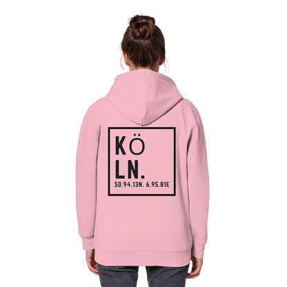 Köln Koordinaten (großer Druck auf dem Rücken) - Organic Basic Hoodie