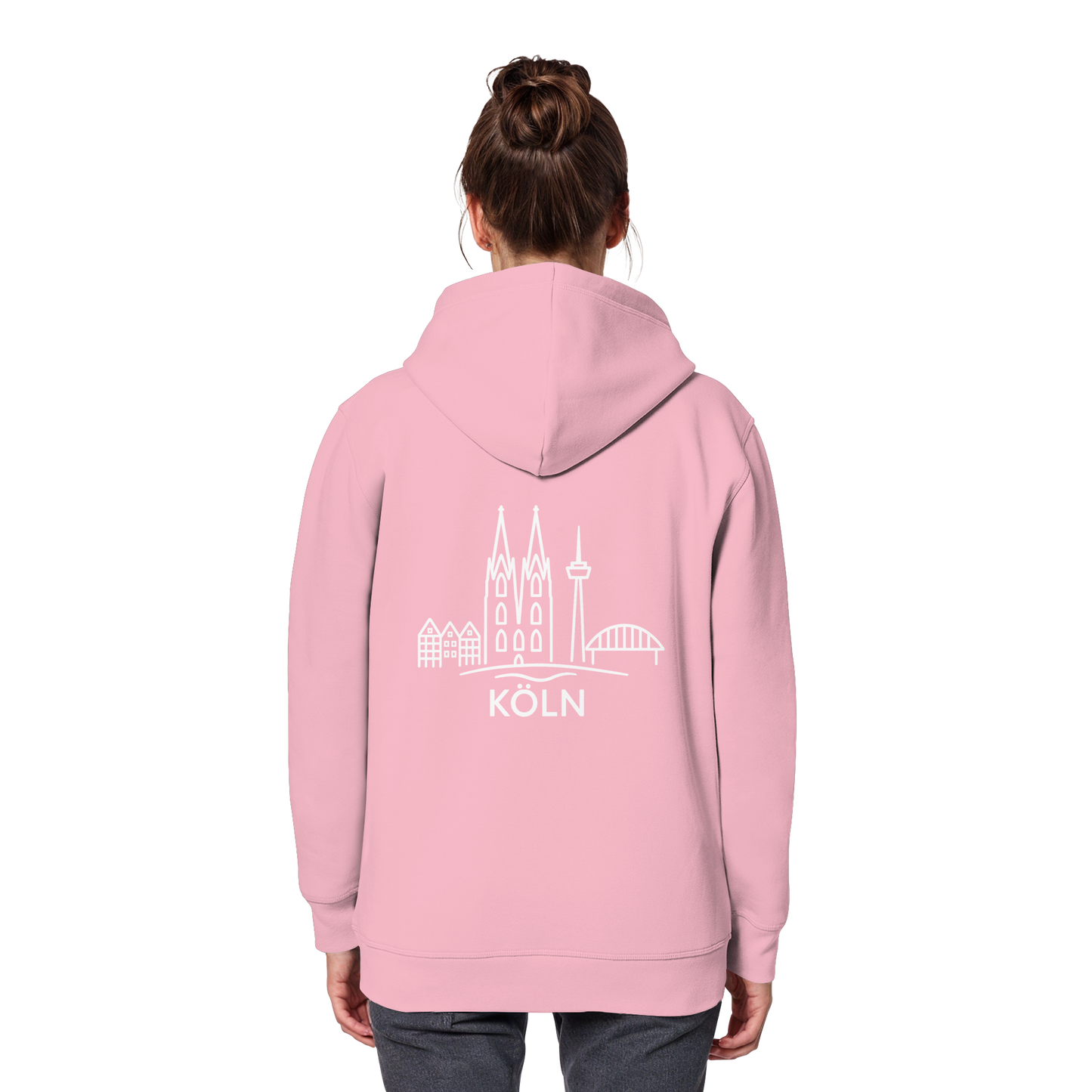 Köln Skyline (großer Druck auf dem Rücken) - Organic Basic Hoodie