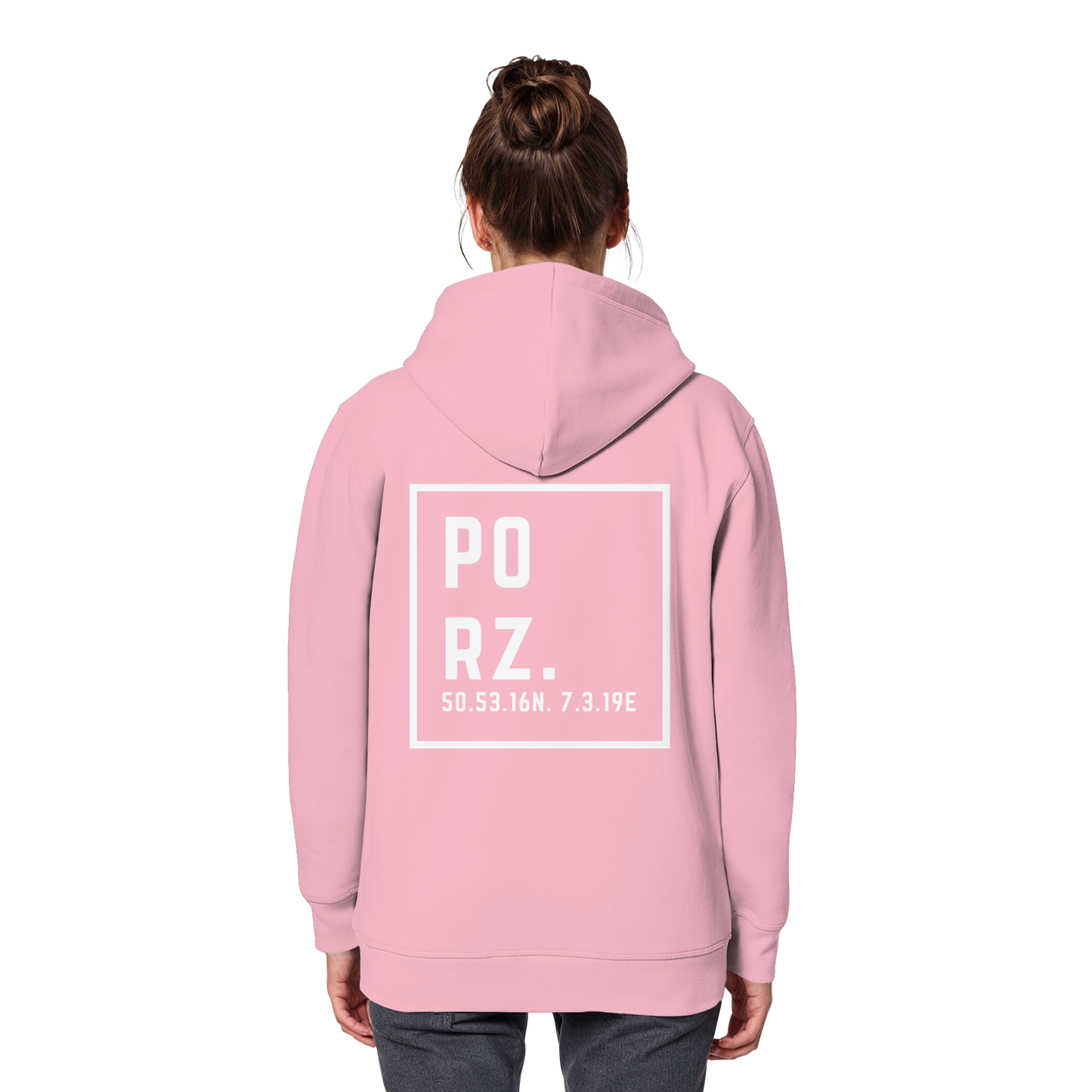 Porz Koordinaten (großer Druck Rücken)  Organic Basic Hoodie