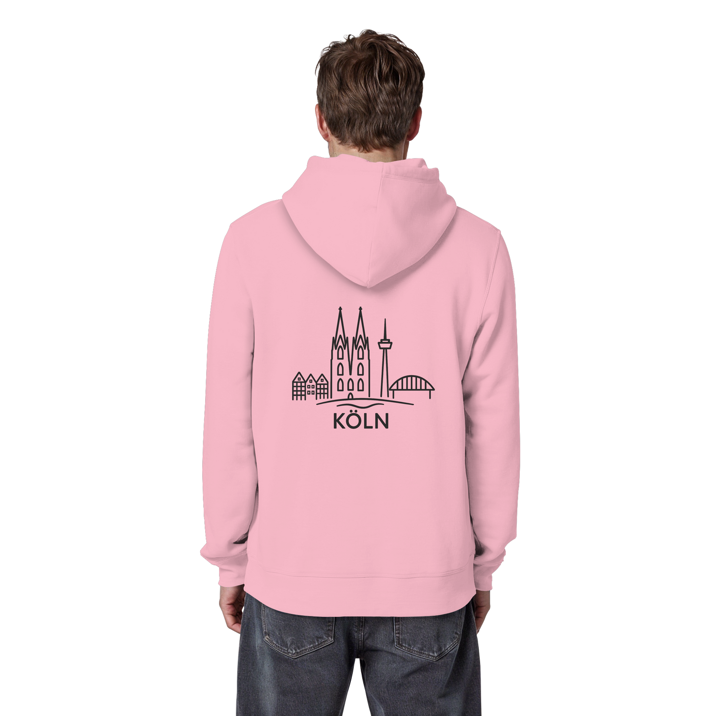 Köln Skyline (großer Druck auf dem Rücken) - Organic Basic Hoodie