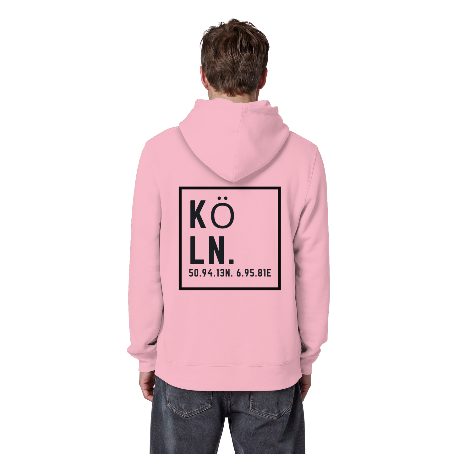 Köln Koordinaten (großer Druck auf dem Rücken) - Organic Basic Hoodie