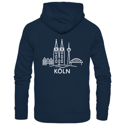 Köln Skyline (großer Druck auf dem Rücken) - Organic Basic Hoodie