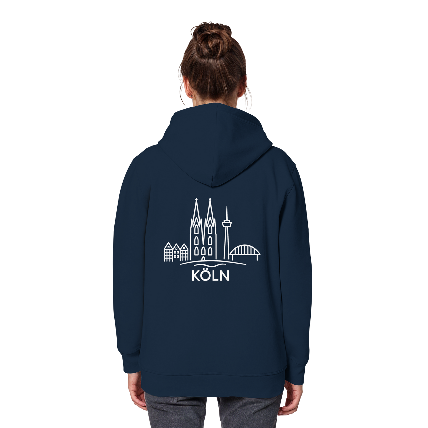 Köln Skyline (großer Druck auf dem Rücken) - Organic Basic Hoodie
