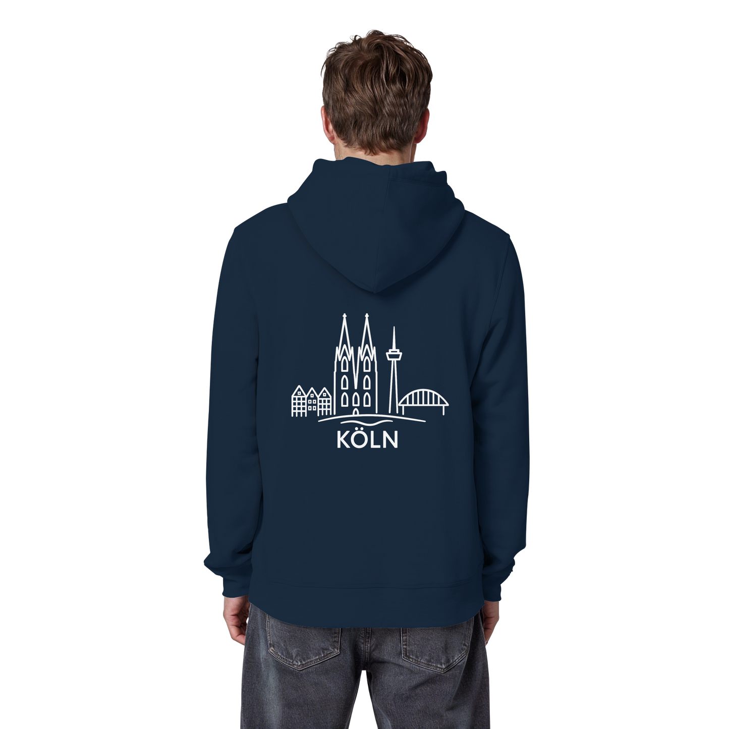 Köln Skyline (großer Druck auf dem Rücken) - Organic Basic Hoodie