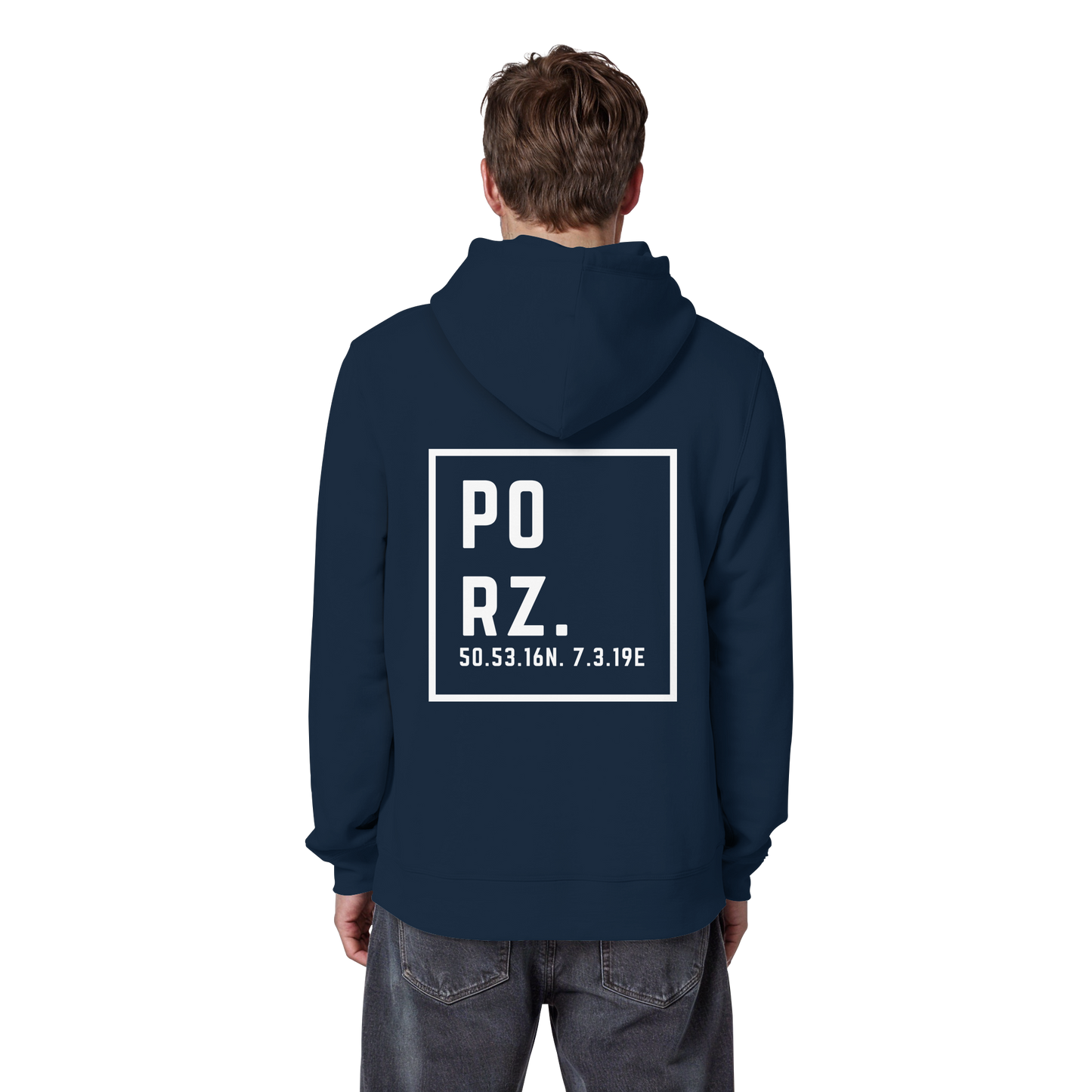 Porz Koordinaten (großer Druck Rücken)  Organic Basic Hoodie