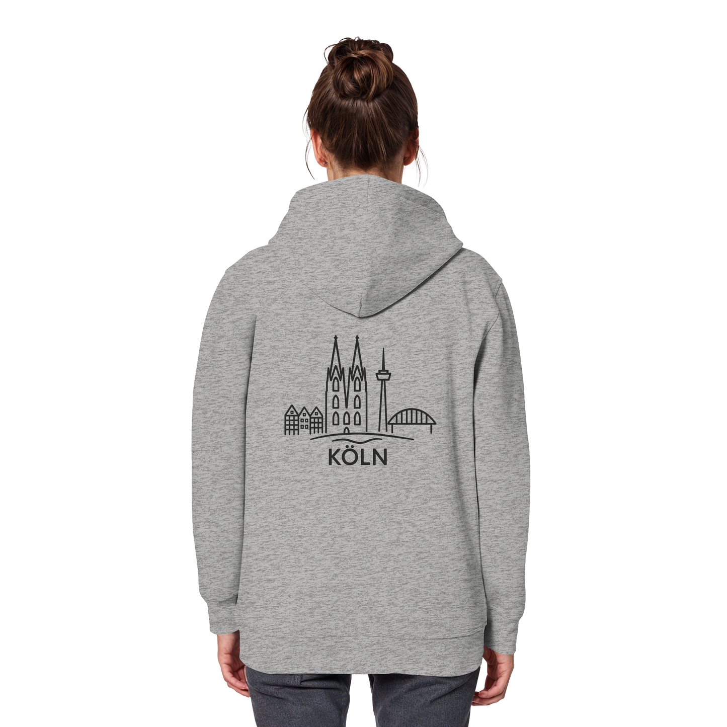 Köln Skyline (großer Druck auf dem Rücken) - Organic Basic Hoodie