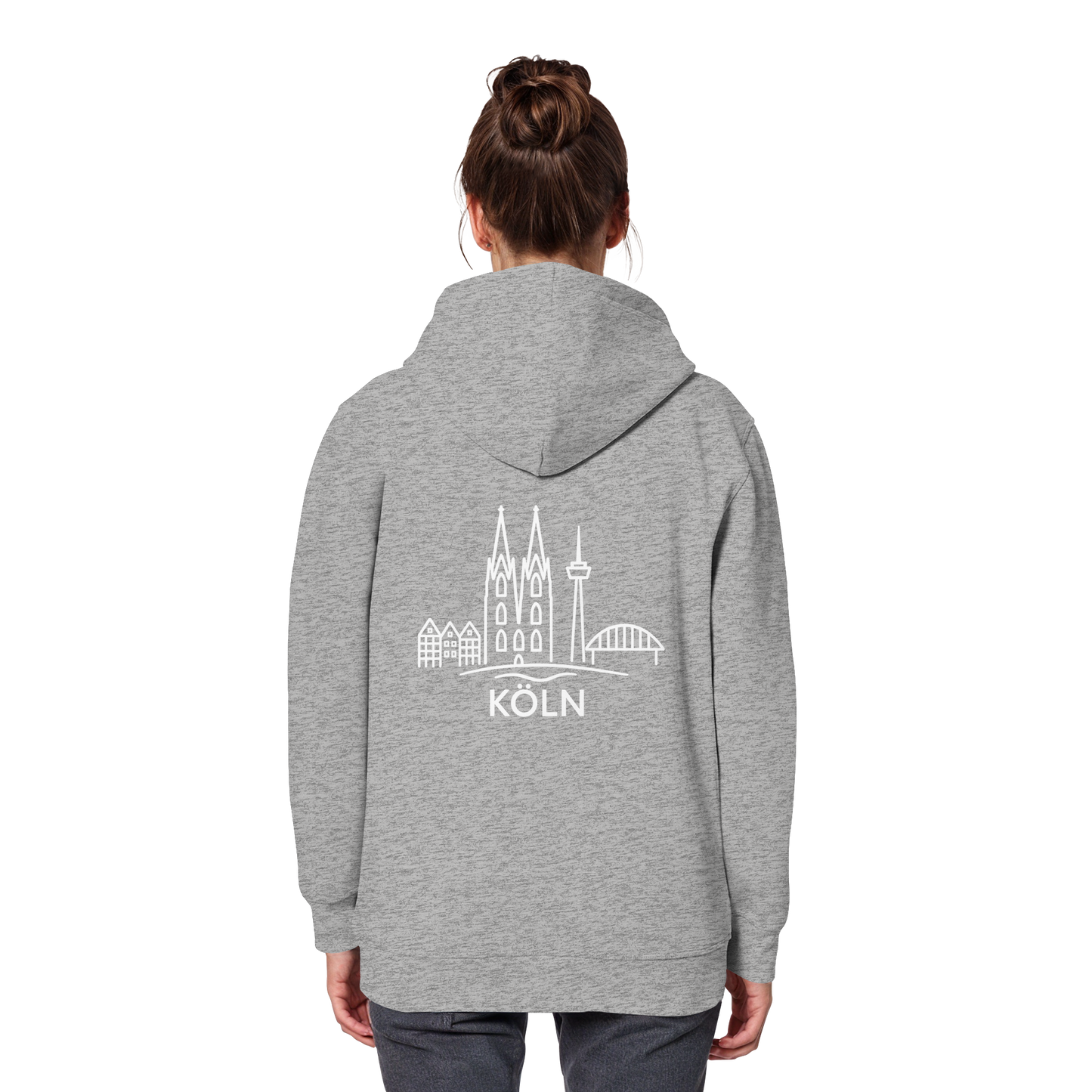 Köln Skyline (großer Druck auf dem Rücken) - Organic Basic Hoodie