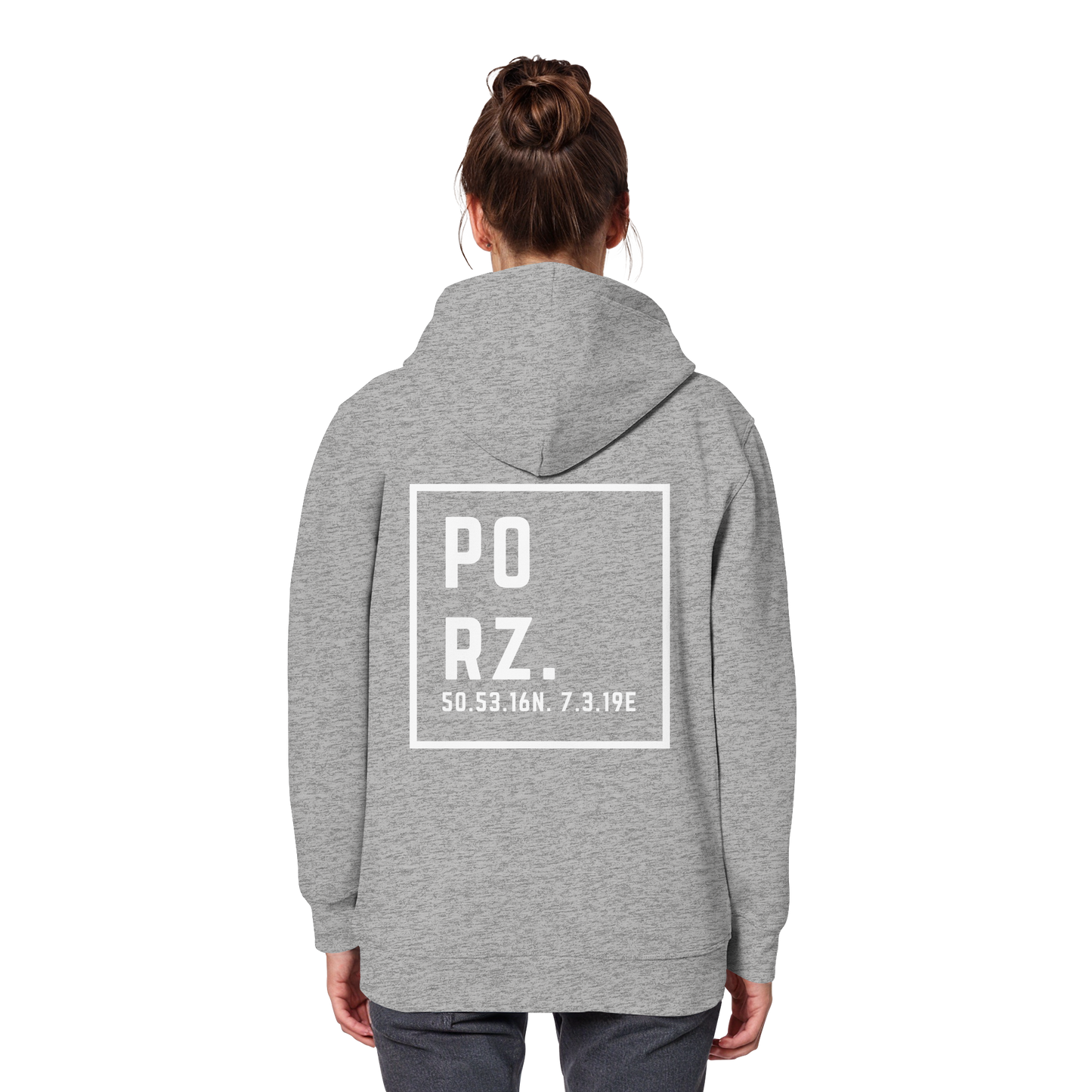 Porz Koordinaten (großer Druck Rücken)  Organic Basic Hoodie