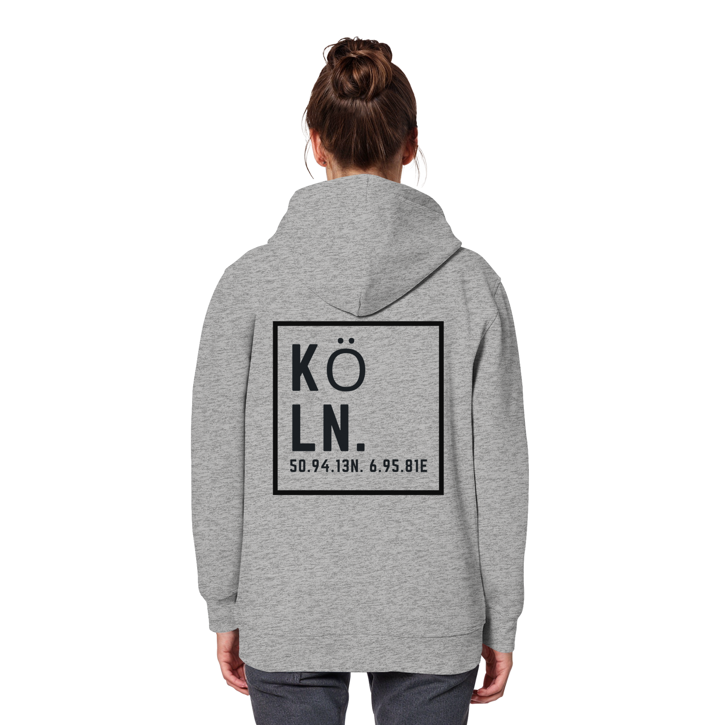 Köln Koordinaten (großer Druck auf dem Rücken) - Organic Basic Hoodie
