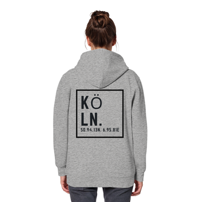 Köln Koordinaten (großer Druck auf dem Rücken) - Organic Basic Hoodie