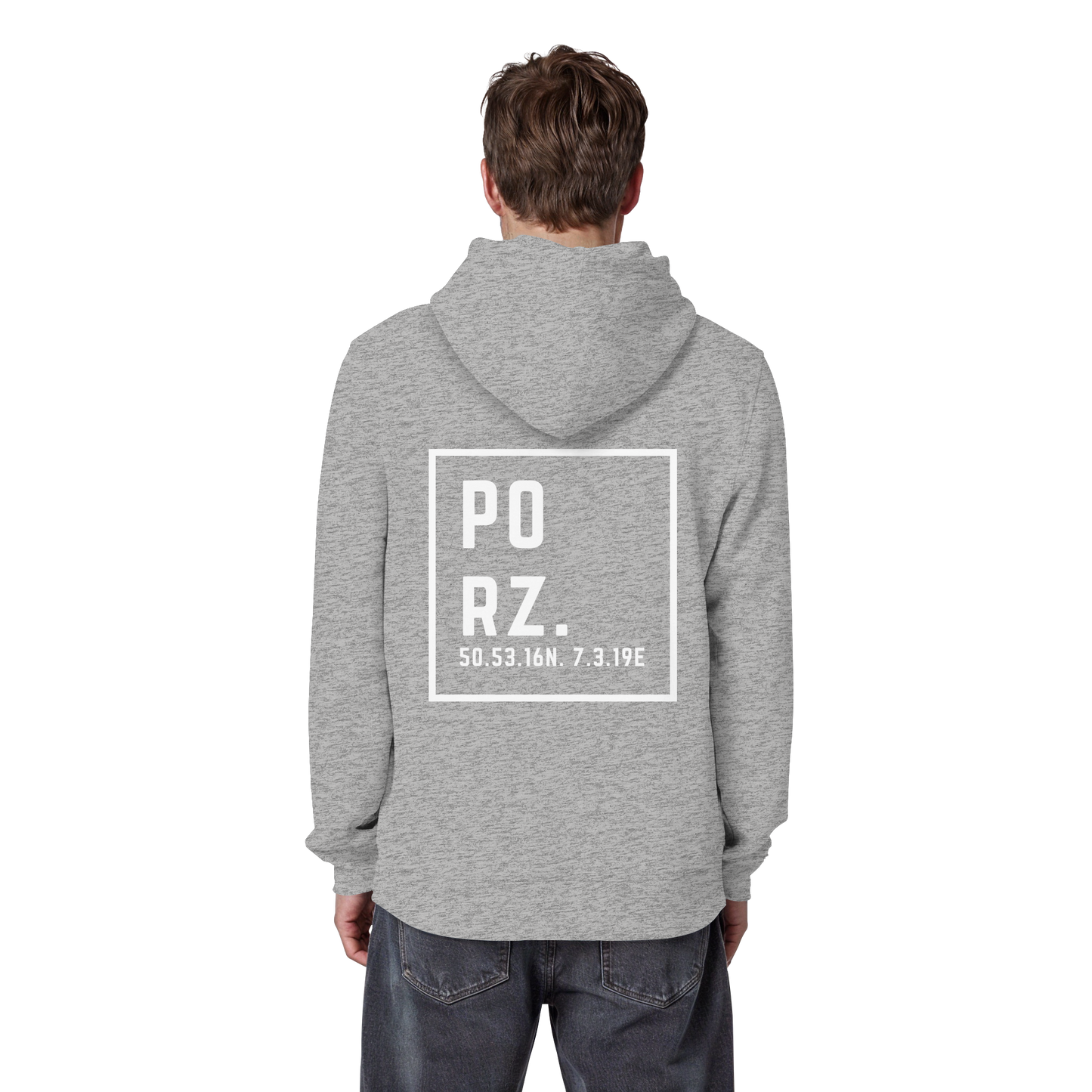Porz Koordinaten (großer Druck Rücken)  Organic Basic Hoodie