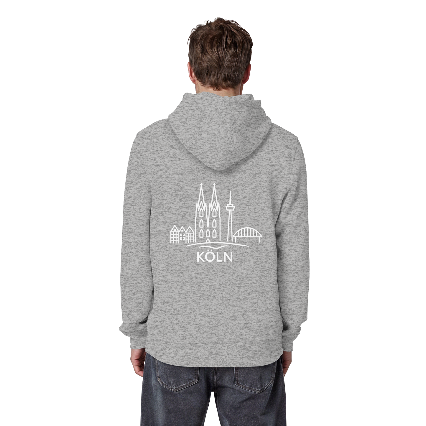 Köln Skyline (großer Druck auf dem Rücken) - Organic Basic Hoodie