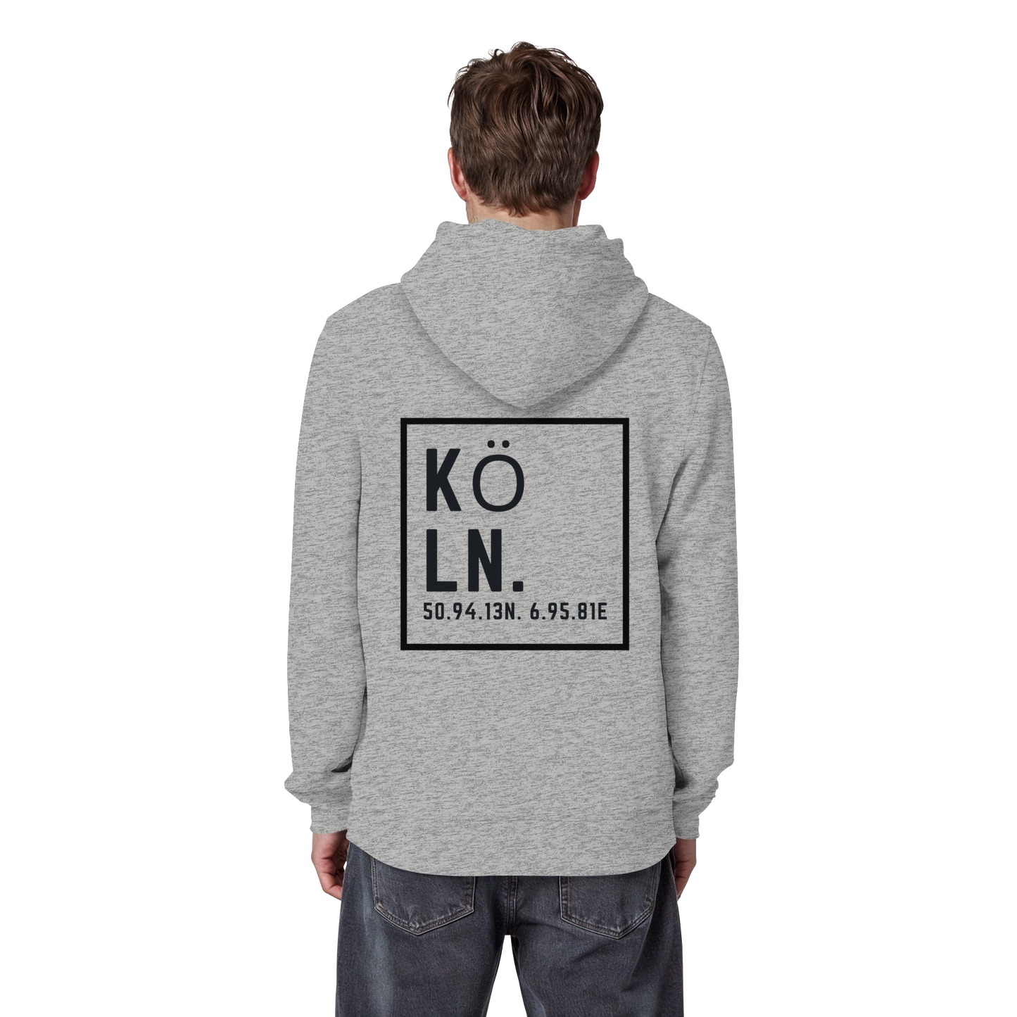 Köln Koordinaten (großer Druck auf dem Rücken) - Organic Basic Hoodie