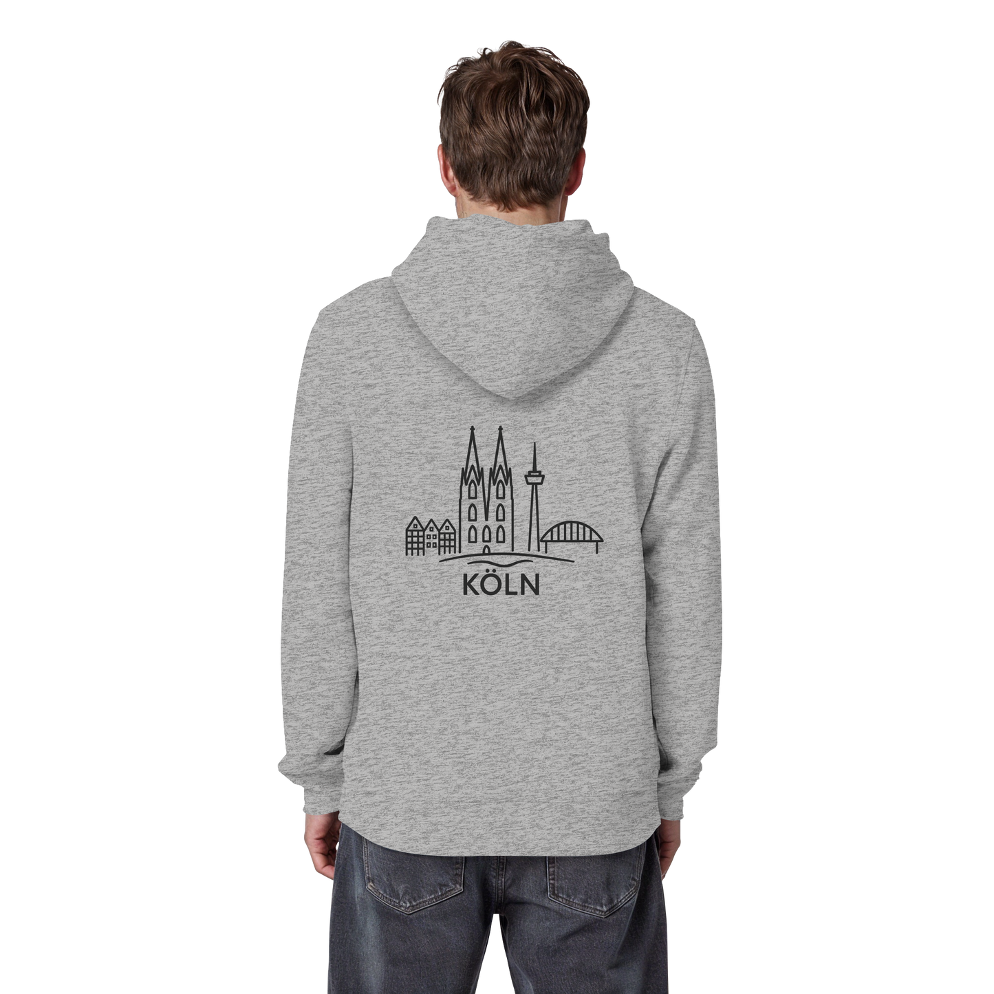 Köln Skyline (großer Druck auf dem Rücken) - Organic Basic Hoodie