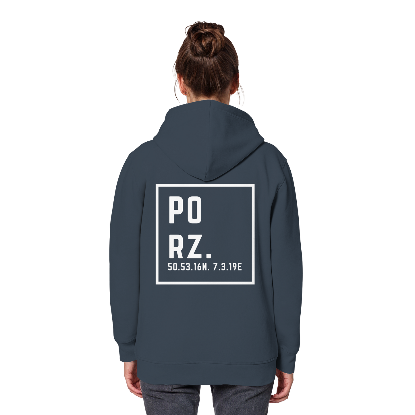 Porz Koordinaten (großer Druck Rücken)  Organic Basic Hoodie
