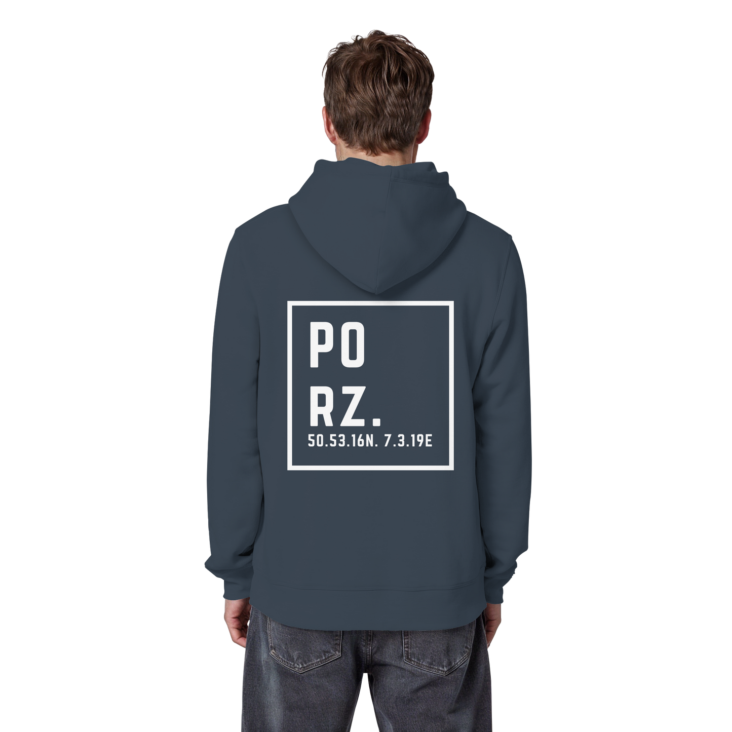 Porz Koordinaten (großer Druck Rücken)  Organic Basic Hoodie