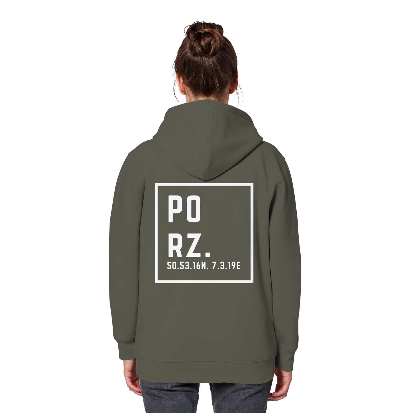 Porz Koordinaten (großer Druck Rücken)  Organic Basic Hoodie