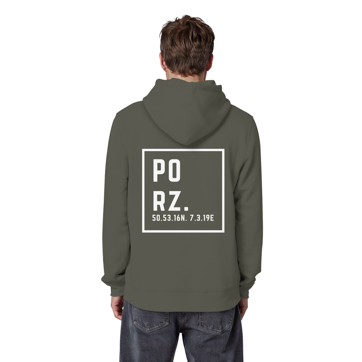Porz Koordinaten (großer Druck Rücken)  Organic Basic Hoodie