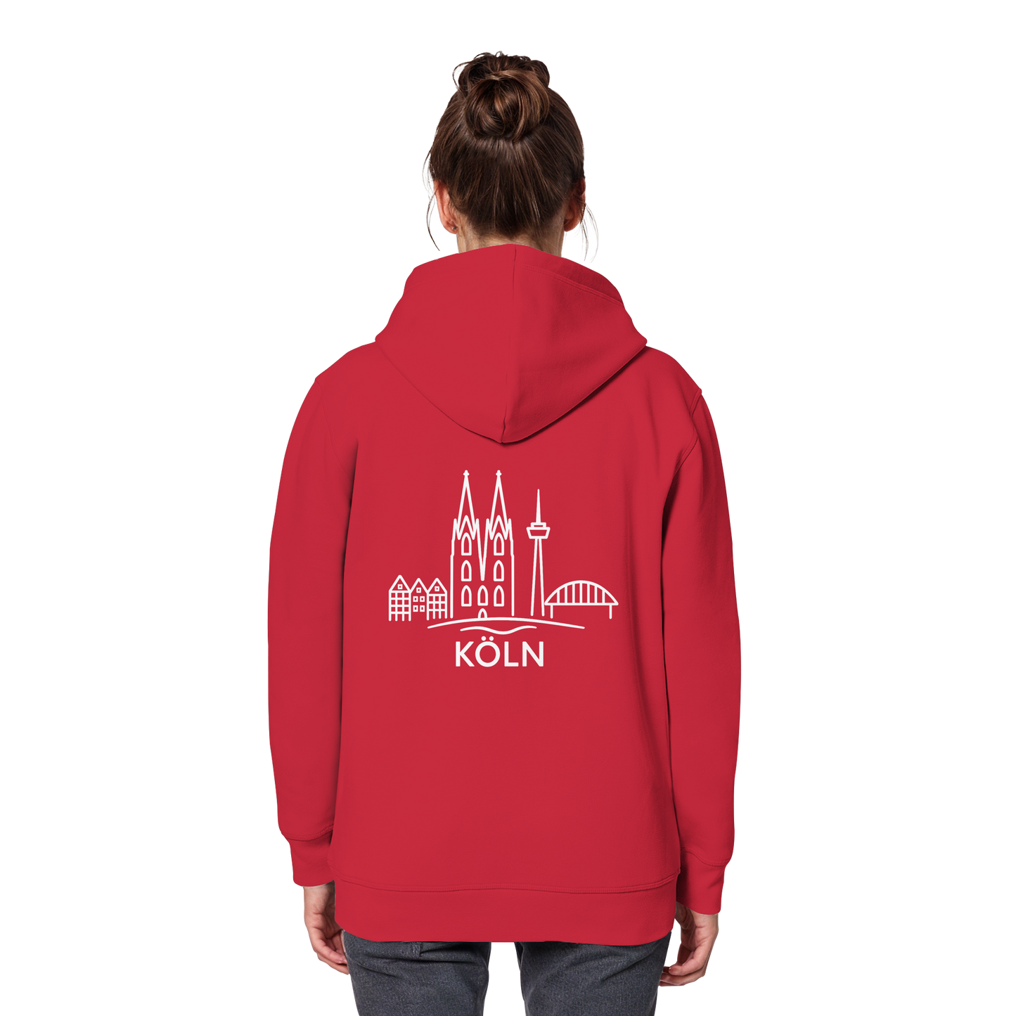 Köln Skyline (großer Druck auf dem Rücken) - Organic Basic Hoodie