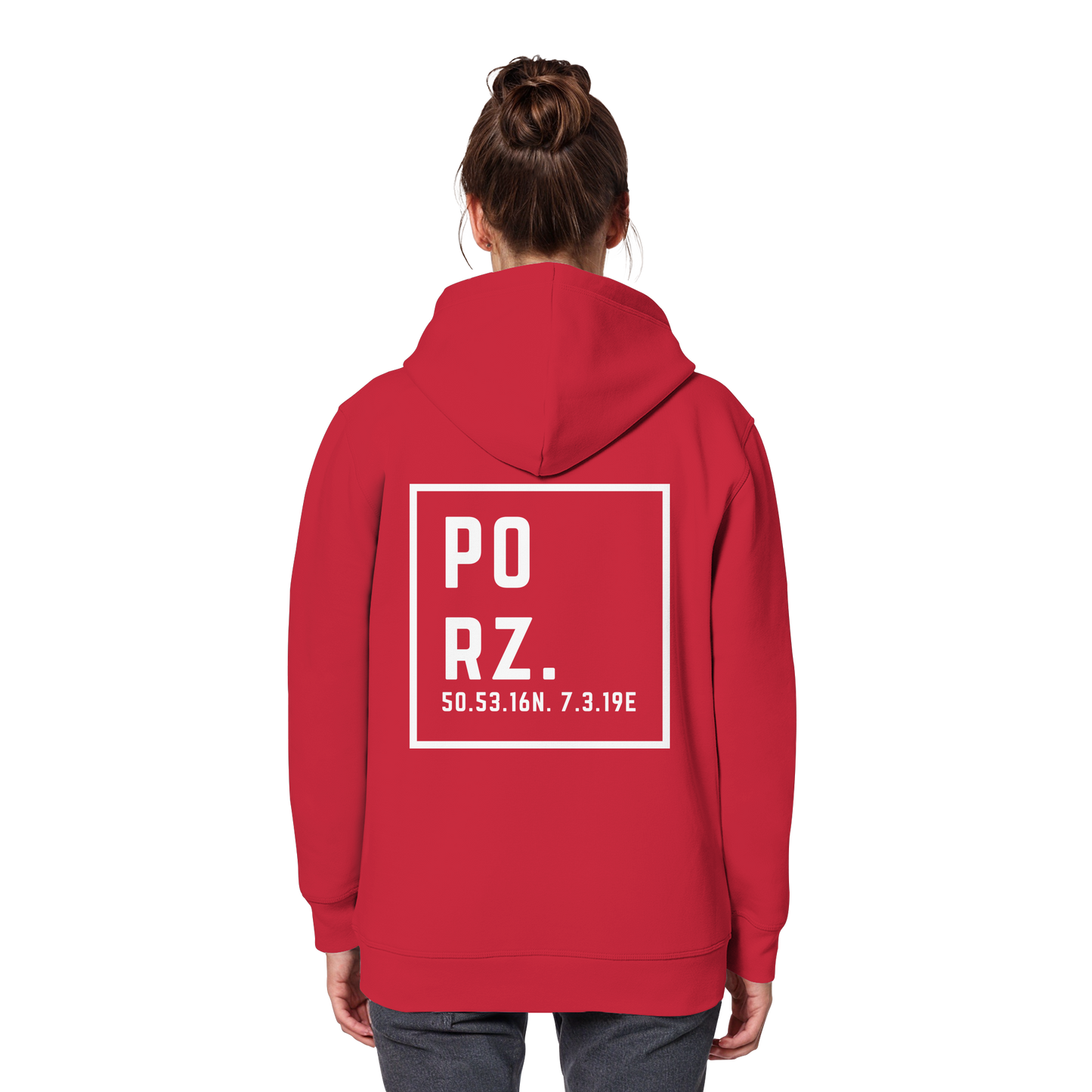 Porz Koordinaten (großer Druck Rücken)  Organic Basic Hoodie