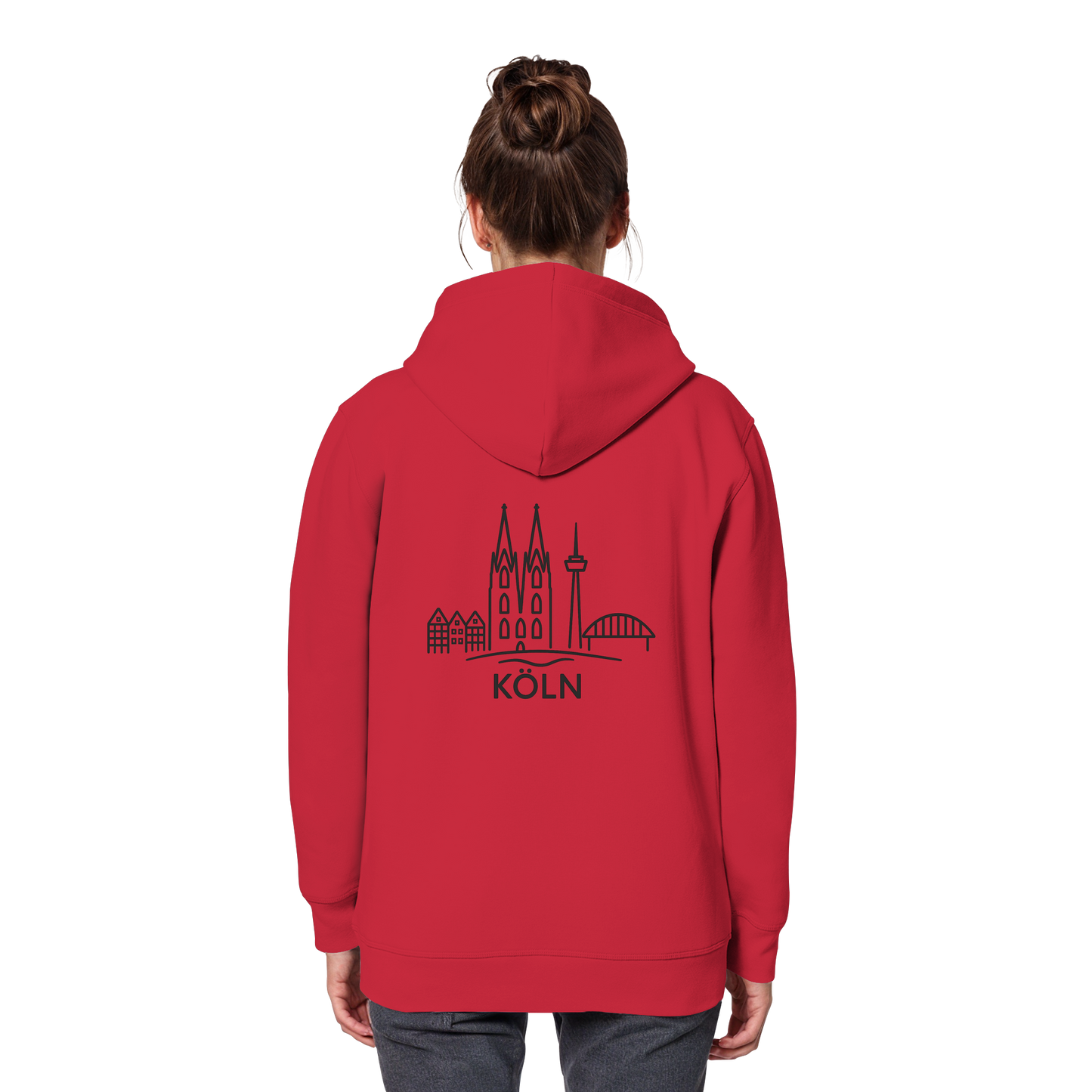 Köln Skyline (großer Druck auf dem Rücken) - Organic Basic Hoodie