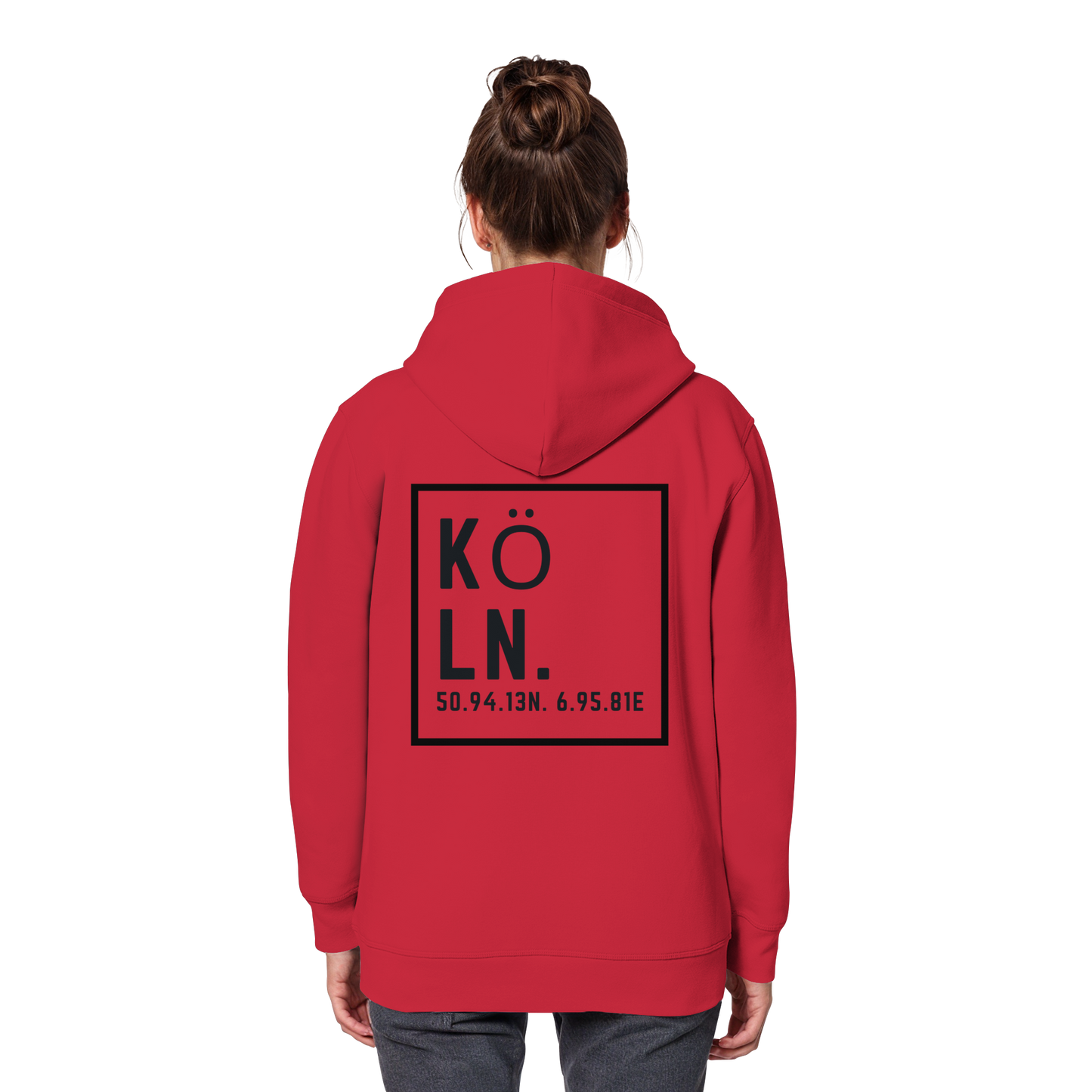Köln Koordinaten (großer Druck auf dem Rücken) - Organic Basic Hoodie