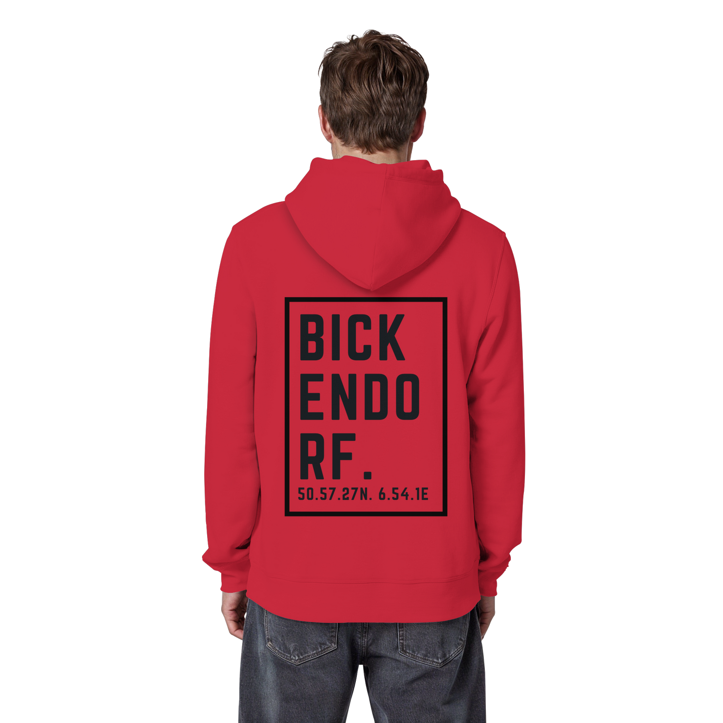 Bickendorf Koordinaten (großer Druck auf dem Rücken) - Organic Basic Hoodie