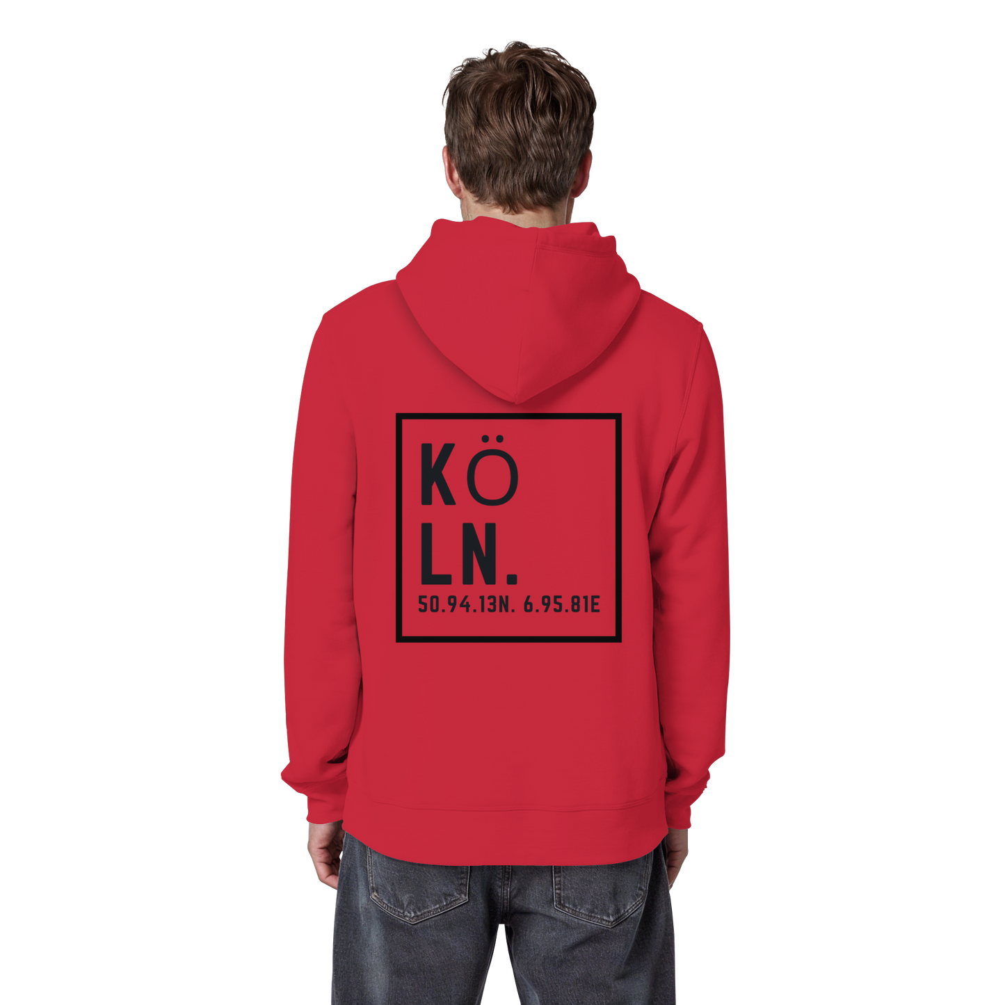 Köln Koordinaten (großer Druck auf dem Rücken) - Organic Basic Hoodie