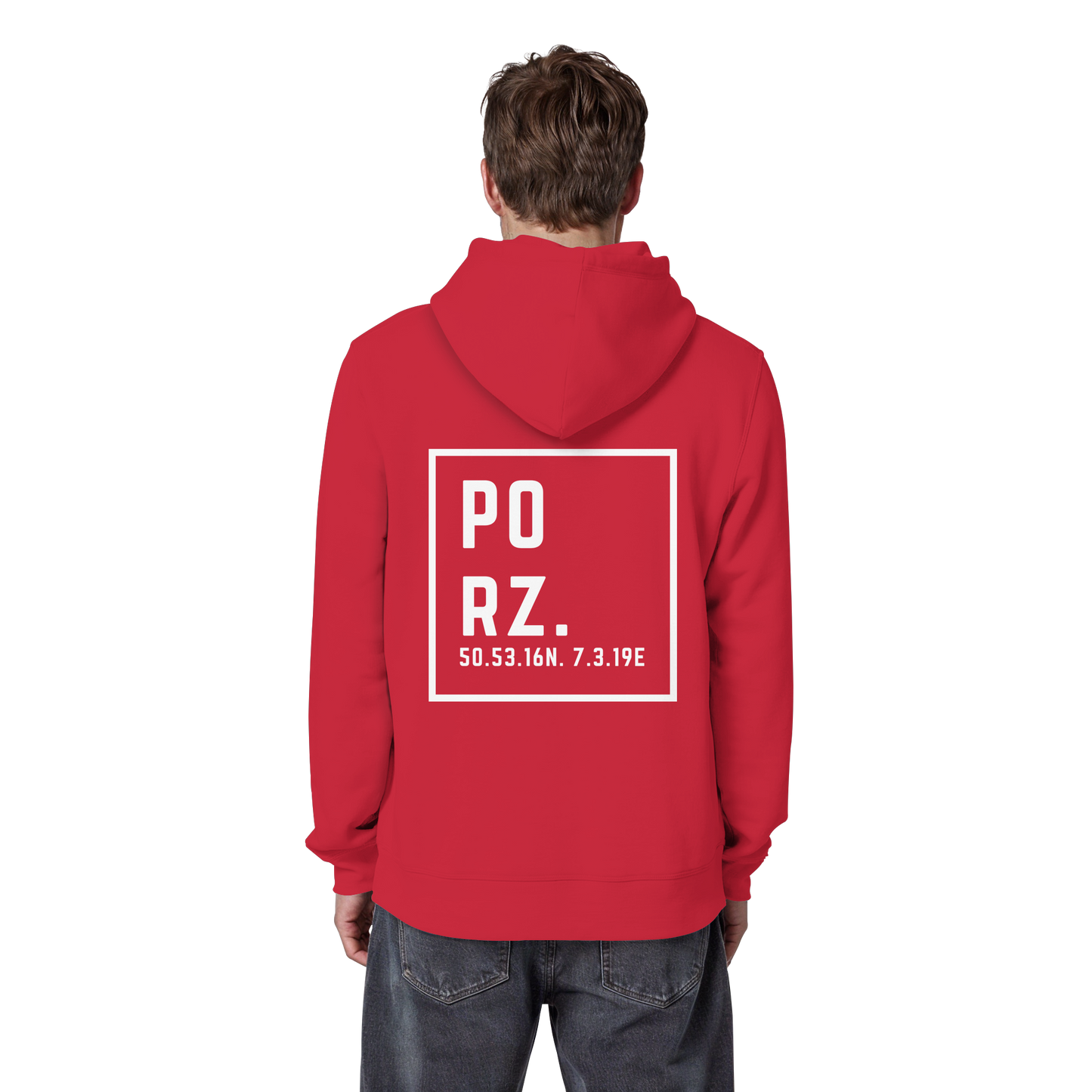 Porz Koordinaten (großer Druck Rücken)  Organic Basic Hoodie