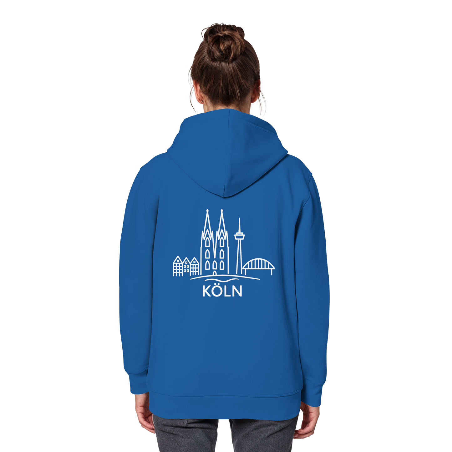 Köln Skyline (großer Druck auf dem Rücken) - Organic Basic Hoodie