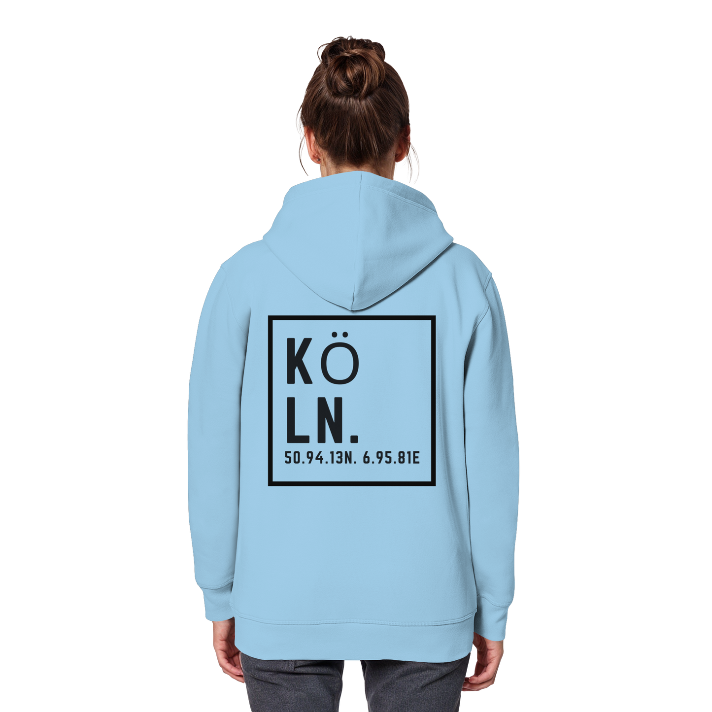 Köln Koordinaten (großer Druck auf dem Rücken) - Organic Basic Hoodie