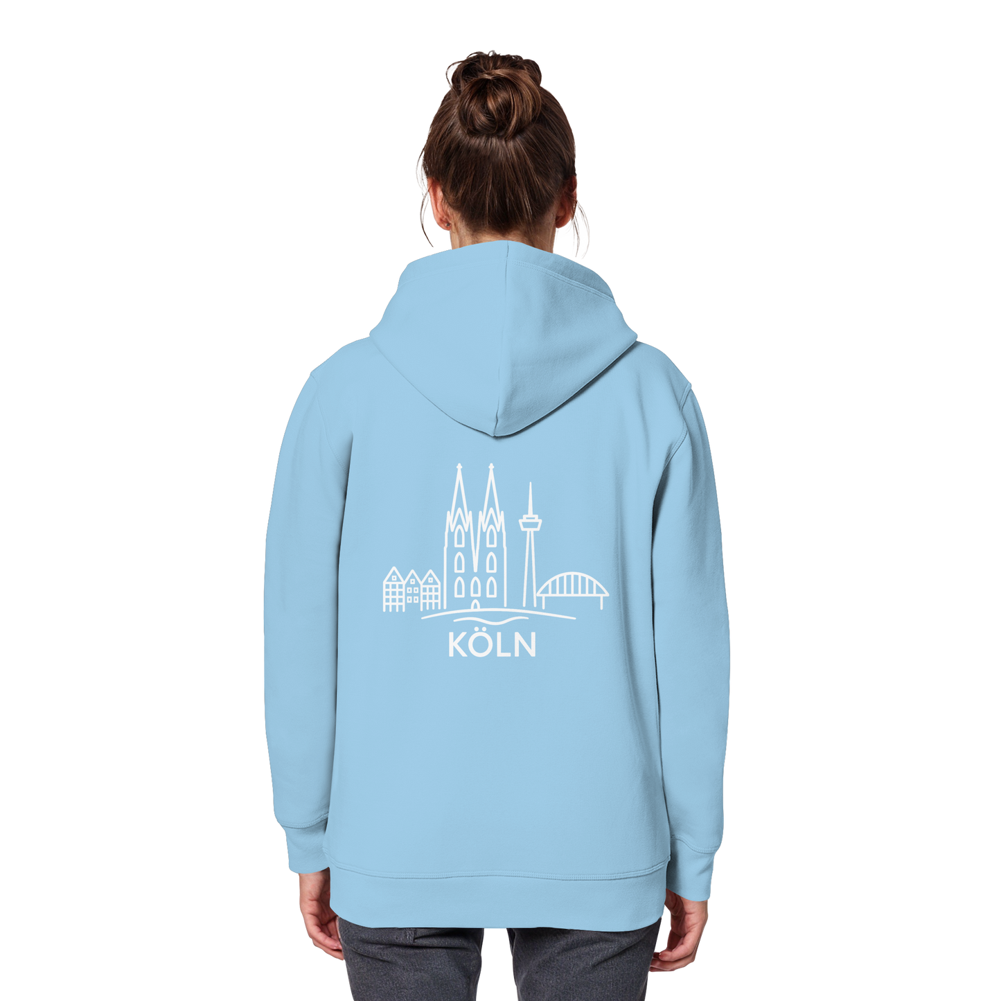 Köln Skyline (großer Druck auf dem Rücken) - Organic Basic Hoodie
