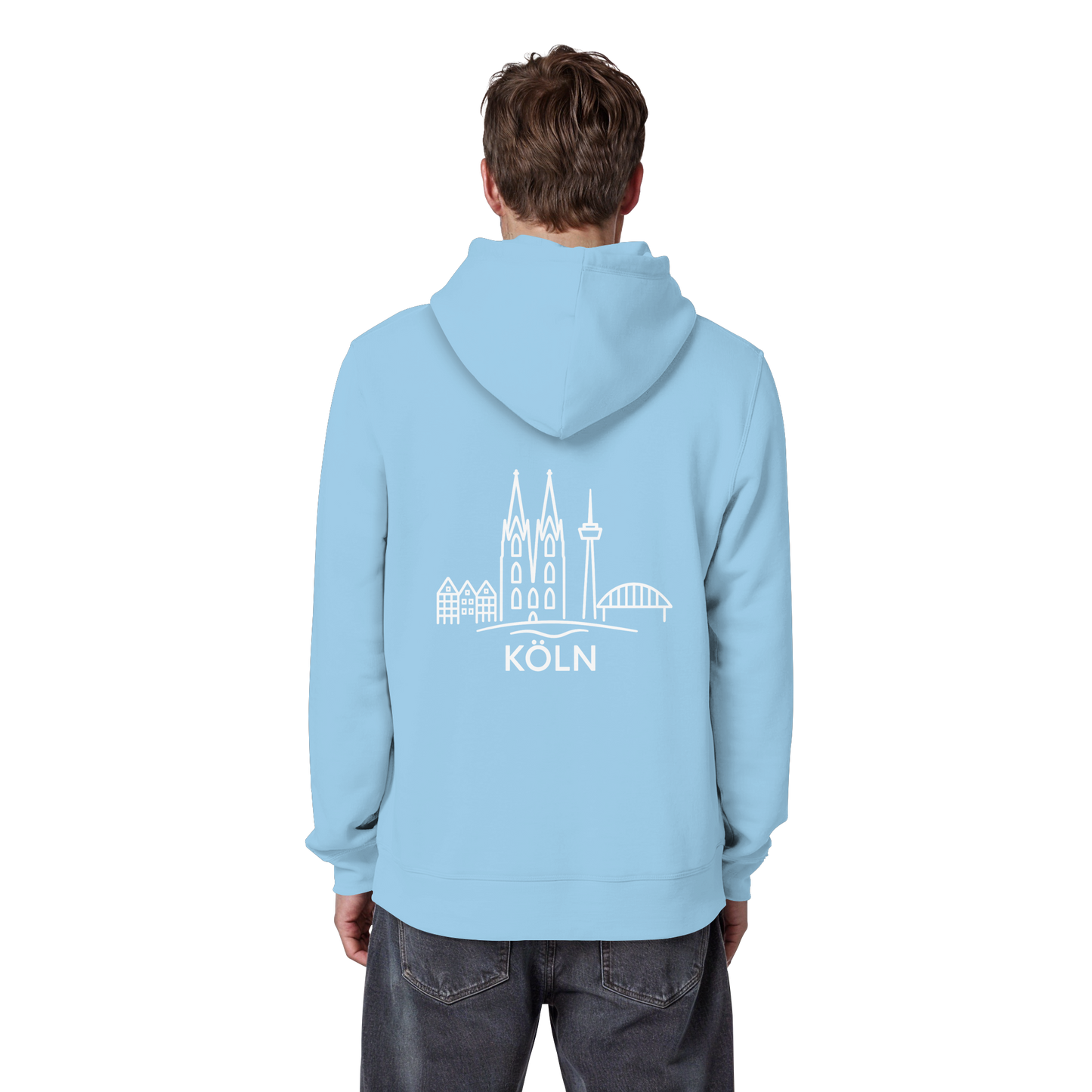 Köln Skyline (großer Druck auf dem Rücken) - Organic Basic Hoodie