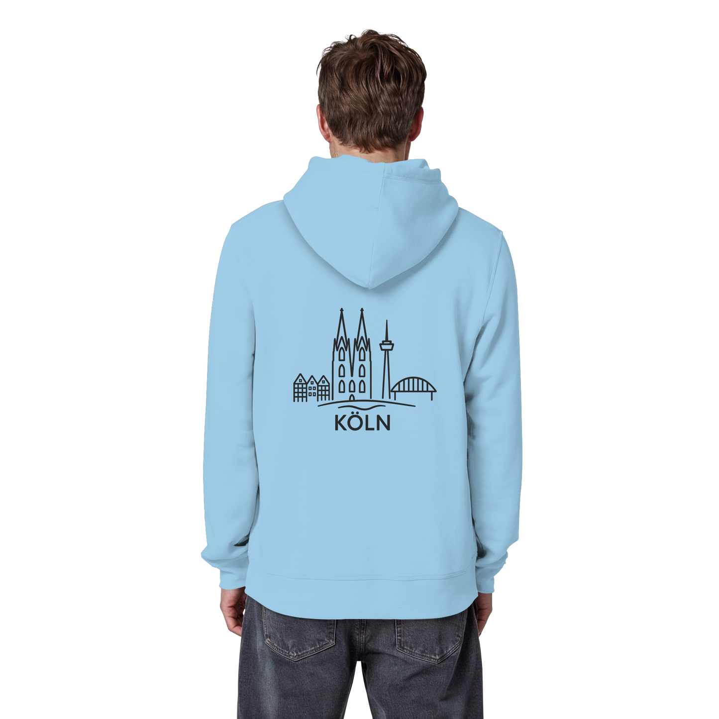 Köln Skyline (großer Druck auf dem Rücken) - Organic Basic Hoodie